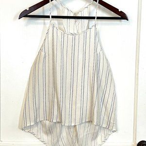 White Crop Top with Blue Dot Line Pattern (Forever 21, Small)